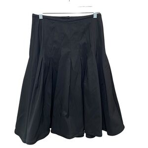 Tadashi Shoji Designer Pleated A Line Midi Skirt Black Women Size 6 Formal NWT